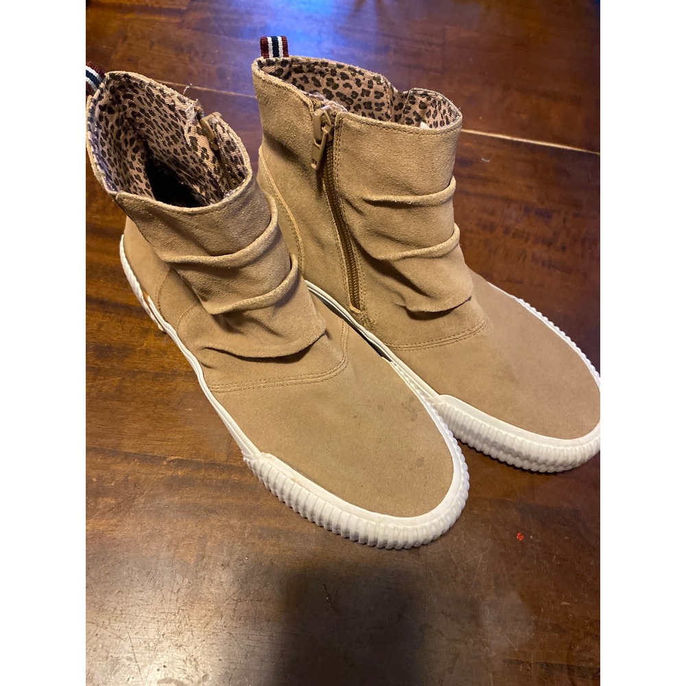 Sperry Top-Sider Crest Vibe High Top Tan Suede Leopard Booties STK165408 5M